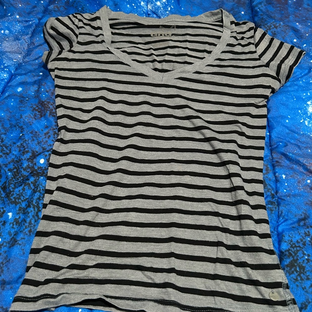 Garage Retro Style Light Blue Striped Tee